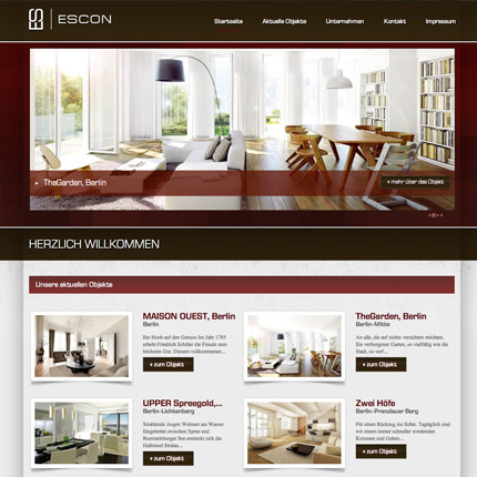 Escon Objekte Berlin - Webdesign